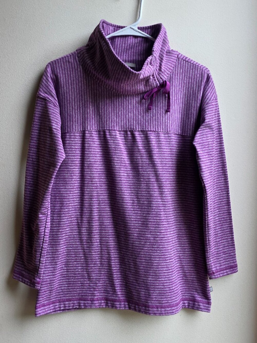 T By Talbots Purple Striped Cowl Neck Pullover Size XS